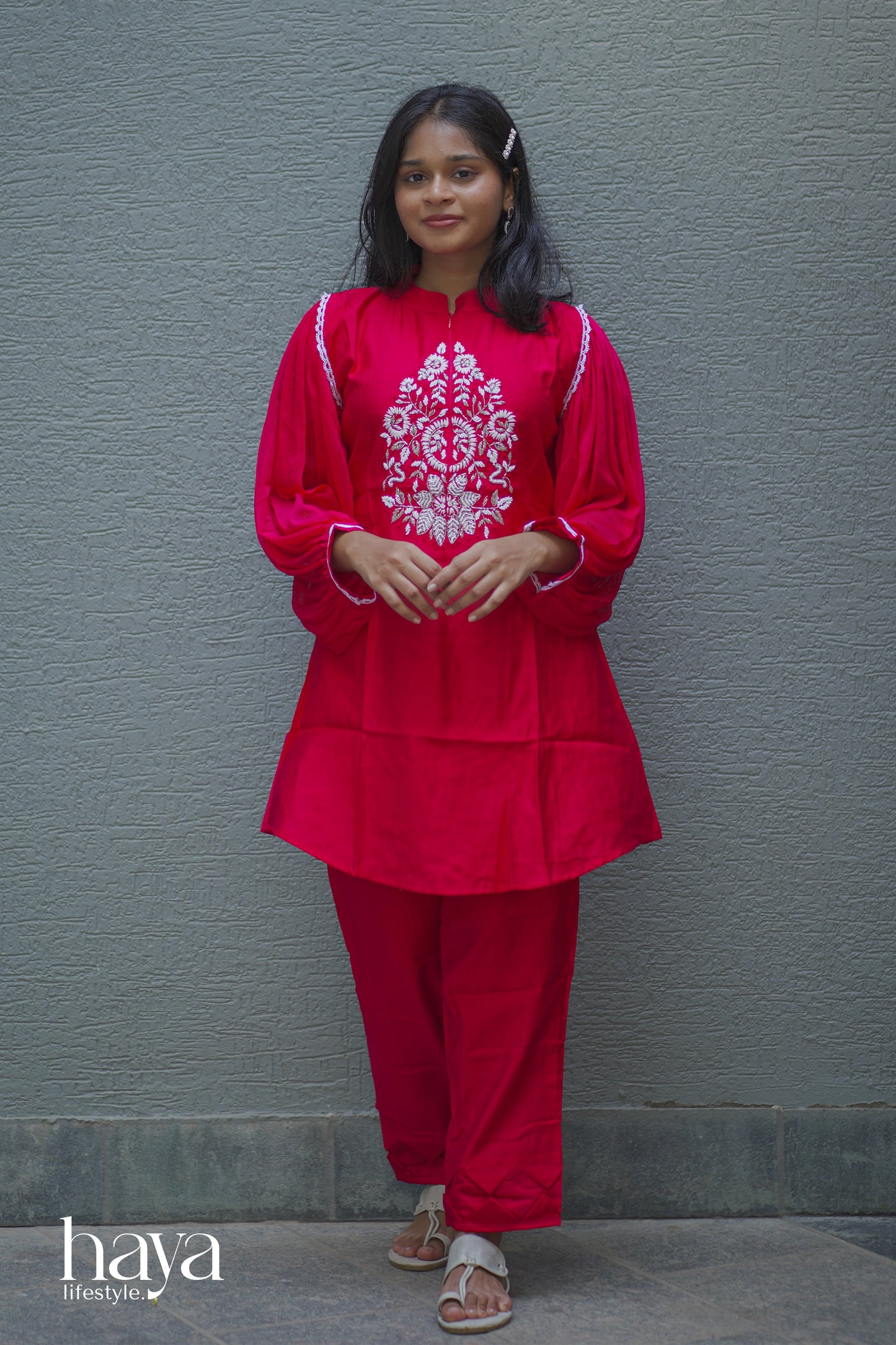 Haya Rani Pink Hand Worked Vatican Silk Co-Ord Set