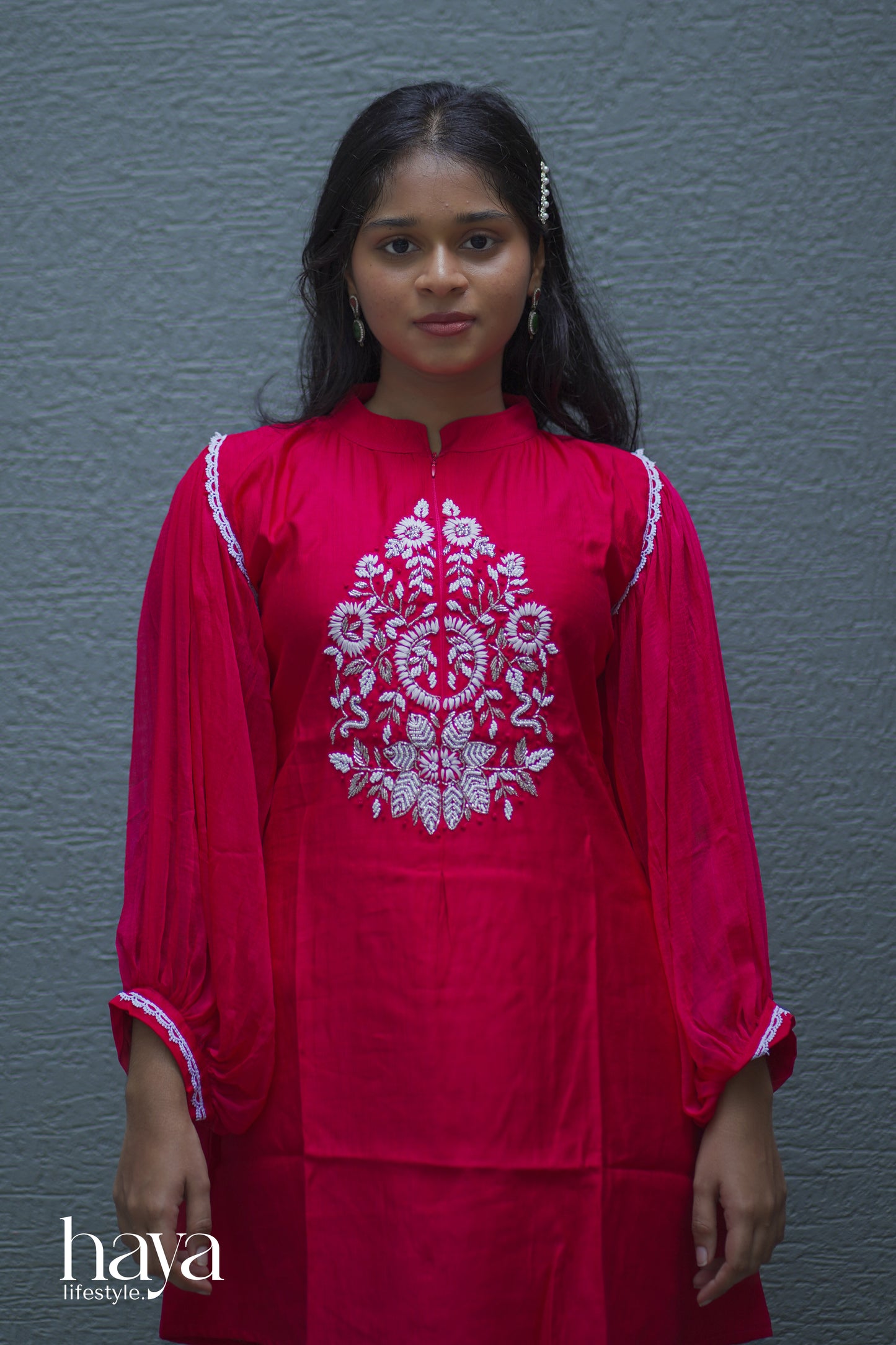 Haya Rani Pink Hand Worked Vatican Silk Co-Ord Set