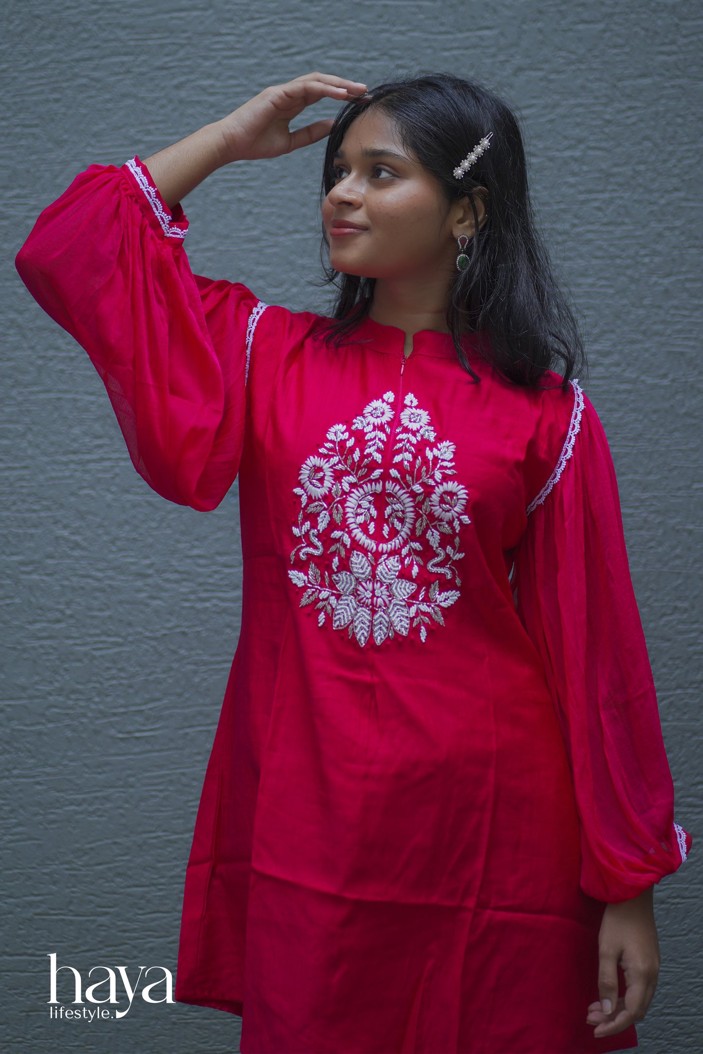 Haya Rani Pink Hand Worked Vatican Silk Co-Ord Set