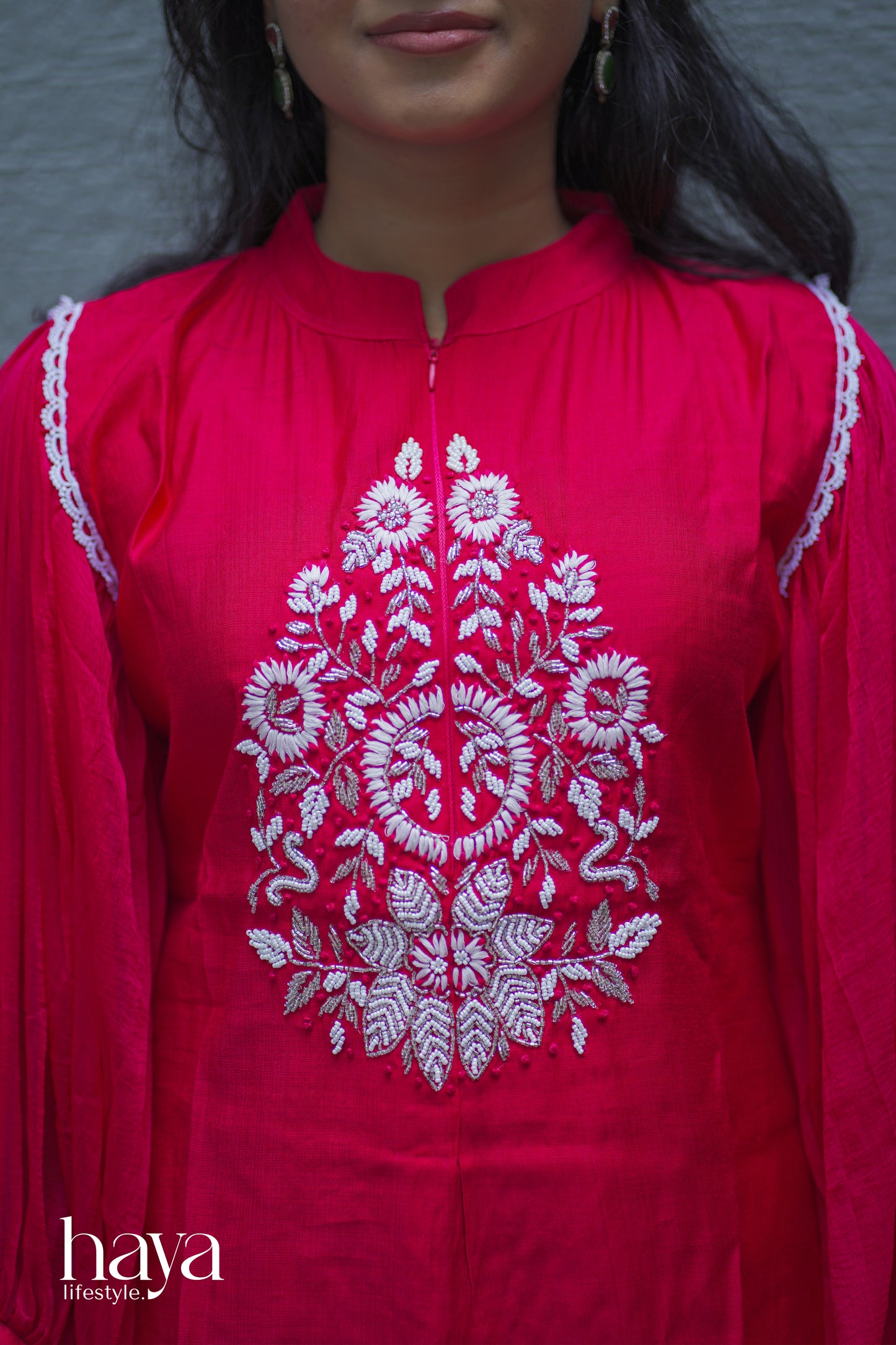 Haya Rani Pink Hand Worked Vatican Silk Co-Ord Set