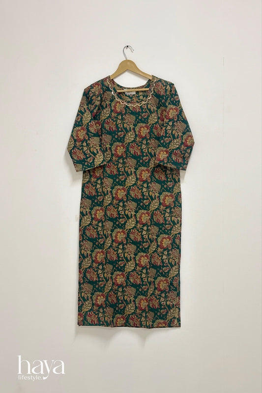 Haya Floral Printed Green Kurti